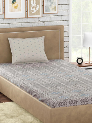 PETAL HOME Cotton Single Flat 300 TC Abstract Bedsheet(Pack of 1, Grey)