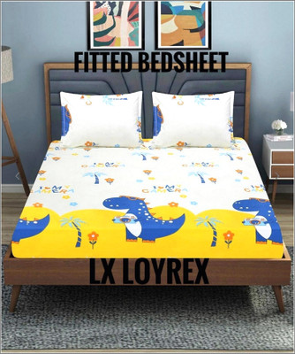 The Divine Cotton Super King Fitted (Elastic) 450 TC 3D Printed Bedsheet(Pack of 1, 39-Yellow,365)