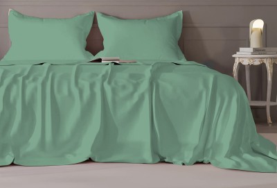 Vintana 300 TC Cotton Queen Solid Flat Bedsheet(Pack of 1, Green)