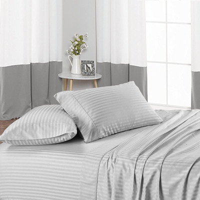 NEWMADHU Cotton Double Flat 250 TC Solid Bedsheet(Pack of 1, Grey)