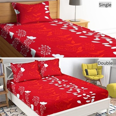 la'amour 144 TC Cotton Queen 3D Printed Flat Bedsheet(Pack of 2, Multicolor)