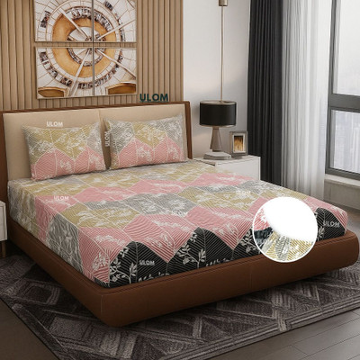 NIDIF Woolen Queen Fitted (Elastic) 350 TC Floral Bedsheet(Pack of 1, lp-47)