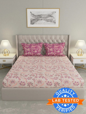 Raymond Home Cotton Double Flat 144 TC Floral Bedsheet(Pack of 1, Pink)