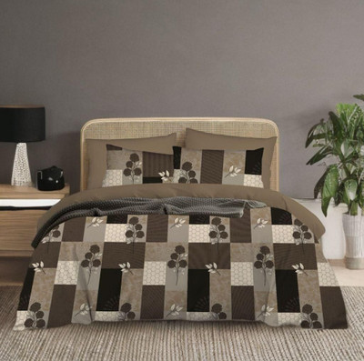 BBSPED Cotton Double Flat 240 TC Printed Bedsheet(Pack of 1, Brown/Black)