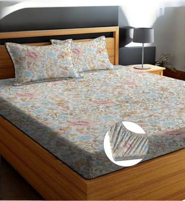 rivek Microfiber Double Flat 250 TC 3D Printed Bedsheet(Pack of 1, White)