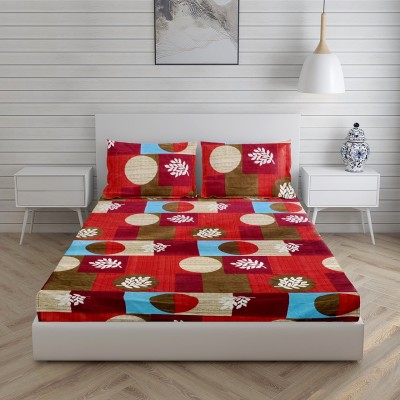 PROZONE 144 TC Polycotton Double Printed Flat Bedsheet(Pack of 1, Design 8)