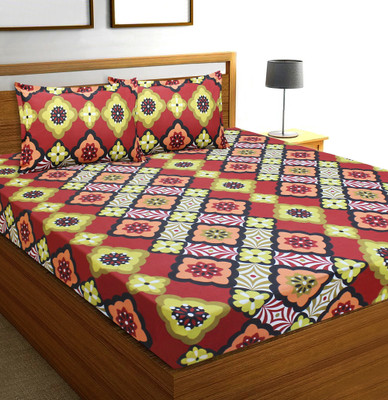 Flipkart SmartBuy 120 TC Cotton Double Abstract Flat Bedsheet(Pack of 1, Orange)