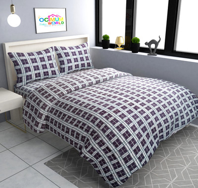 MORADO 440 TC Microfiber Queen Checkered Flat Bedsheet(Pack of 1, Black check)
