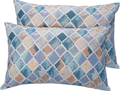 Huesland Geometric Pillows Cover(Pack of 2, 43 cm*68 cm, Blue, Beige, Light Blue)