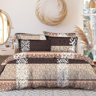 smartbazar Cotton Double Flat 165 TC Printed Bedsheet(Pack of 1, Cream)