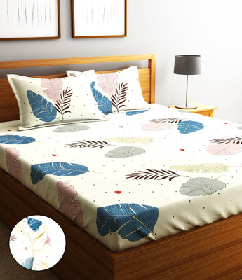 Home Sizzler 210 TC Microfiber Double Abstract Fitted (Elastic) Bedsheet(Pack of 1, Multicolor)