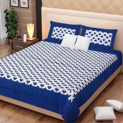 Dmlpbp 144 TC Cotton Double Jaipuri Prints Flat Bedsheet(Pack of 1, Blue)