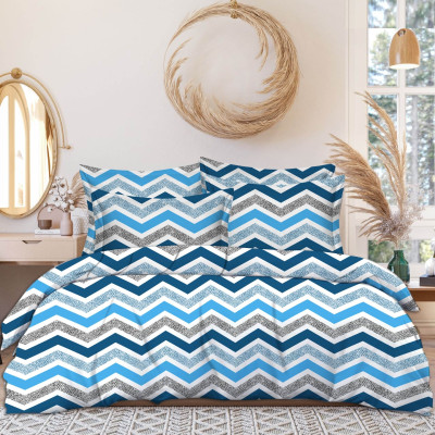 AMVY Creation 170 TC Cotton Double Printed Flat Bedsheet(Pack of 1, Multicolor)