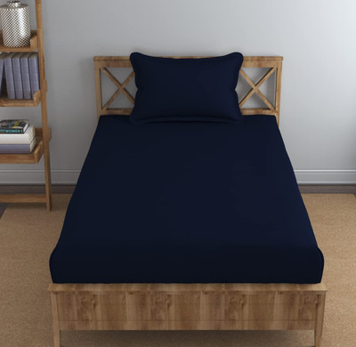 Trance Home Linen 400 TC Cotton Single Solid Flat Bedsheet(Pack of 1, Dark Blue)
