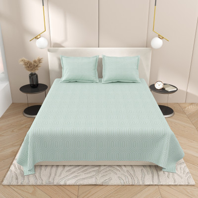 feya Cotton King Flat 180 TC Printed Bedsheet(Pack of 1, Blue)