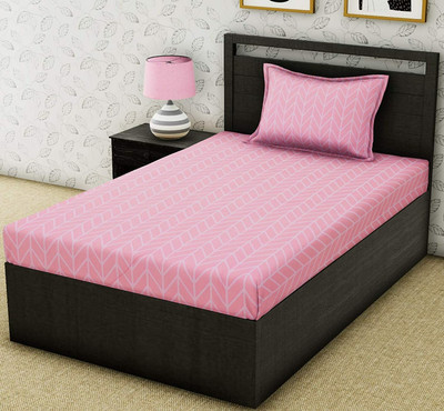 RRC 144 TC Microfiber Single Printed Flat Bedsheet(Pack of 1, Light Pink)