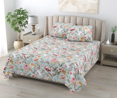 TUNDWAL'S 210 TC Cotton Single Floral Flat Bedsheet(Pack of 1, LAVA Flower)