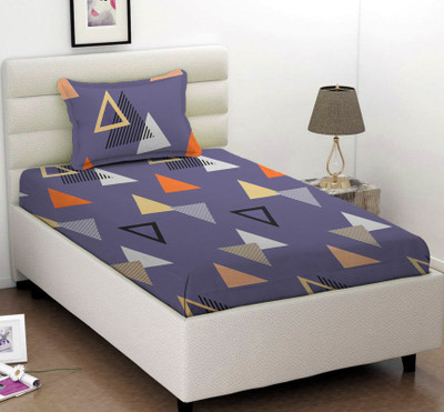 VAS COLLECTIONS 160 TC Microfiber Single Abstract Flat Bedsheet(Pack of 1, Purple-A)