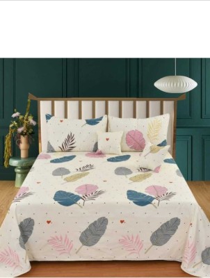 otion 230 TC Cotton King Floral Flat Bedsheet(Pack of 1, Cream)