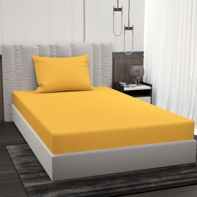 BROMWICK 220 TC Microfiber Single Solid Flat Bedsheet(Pack of 1, Yellow)