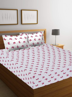 Jaipur Gate 200 TC Cotton King Motifs Flat Bedsheet(Pack of 1, Red)