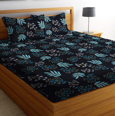 COTTON VILLAS 144 TC Microfiber Double Printed Flat Bedsheet(Pack of 1, 3D Flowers Pattern Printed)