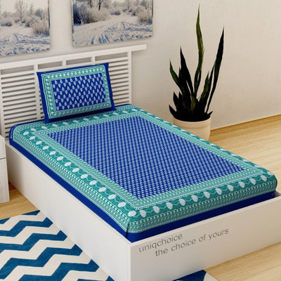 Unique Choice 220 TC Cotton Single Self Design Flat Bedsheet(Pack of 1, Multicolor)