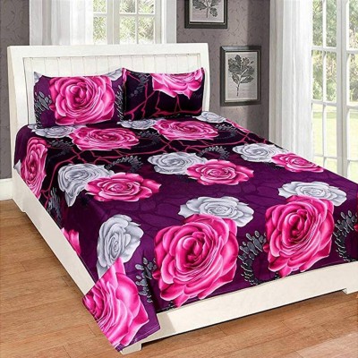 Vidhyaheandloom 140 TC Satin Double Floral Flat Bedsheet(Pack of 1, Multicolor)