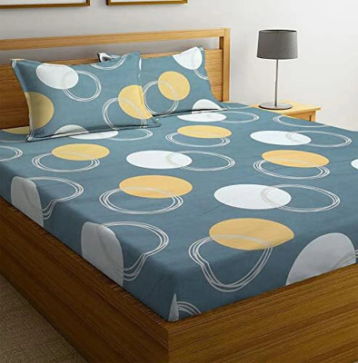 VAS COLLECTIONS 160 TC Cotton Double Printed Flat Bedsheet(Pack of 1, Grey)