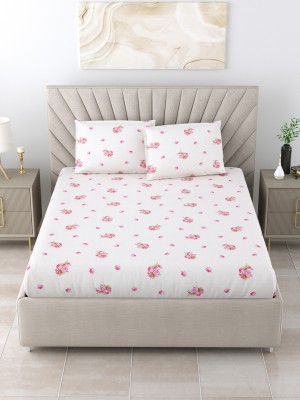 Bombay Dyeing Floral Double Dohar for  AC Room(Cotton, White, Pink)