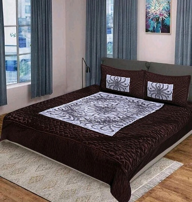 Feathersoft 310 TC Satin King Printed Flat Bedsheet(Pack of 1, Brown)