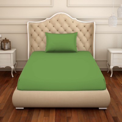 Welspun 150 TC Cotton Single Solid Flat Bedsheet(Pack of 1, Green)