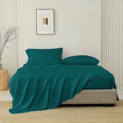 comfortbeddings 1000 TC Cotton Single Solid Flat Bedsheet(Pack of 1, Teal)