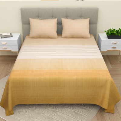 BELLA CASA 220 TC Cotton King Printed Flat Bedsheet(Pack of 1, Yellow)