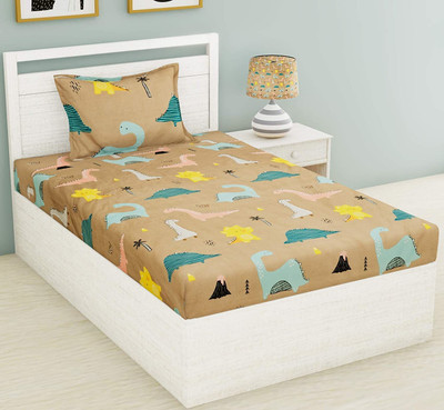 RUSTIC LINEN 144 TC Polycotton Single Cartoon Flat Bedsheet(Pack of 1, Multicolor)