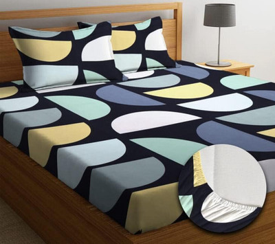 LX LOYREX 600 TC Cotton King Printed Fitted (Elastic) Bedsheet(Pack of 1, multicolour 5005)