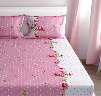 ROOMSTYLE Cotton King Fitted (Elastic) 210 TC Printed Bedsheet(Pack of 1, Multicolor)