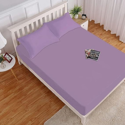 HOKiPO Microfiber Double Fitted (Elastic) 180 TC Solid Bedsheet(Pack of 1, Voilet)