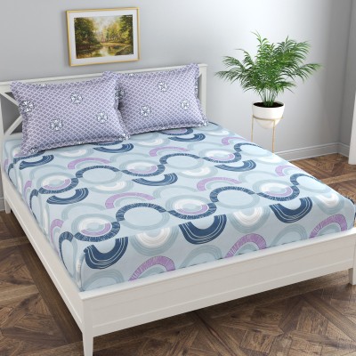 Florida 180 TC Cotton King Floral Flat Bedsheet(Pack of 1, Blue)