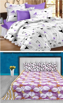 Story@home 186 TC Cotton Double Printed Flat Bedsheet(Pack of 2, Multicolor)