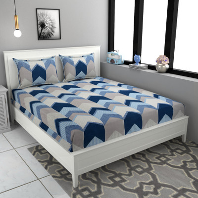 STAR TEX 180 TC Cotton Double Abstract Flat Bedsheet(Pack of 1, Grey)