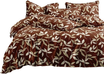 Rvans Creations 310 TC Cotton Single Abstract Fitted (Elastic) Bedsheet(Pack of 1, Brwon Red)