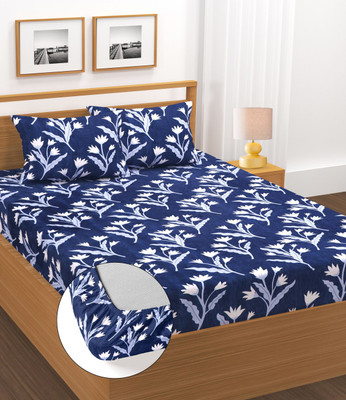 DECORHUT FAB Cotton King Fitted (Elastic) 220 TC Floral Bedsheet(Pack of 1, Multicolor)