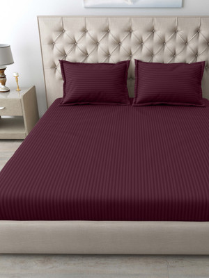 Mafatlal Cotton King Flat 210 TC Solid Bedsheet(Pack of 1, Maroon)