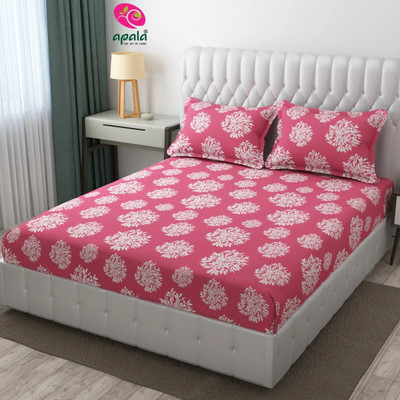 Apala 280 TC Microfiber King Polka Flat Bedsheet(Pack of 1, Mauve)