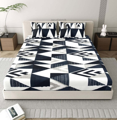 JAIPUR FABRIC Woolen King Flat 300 TC Motifs Bedsheet(Pack of 1, Dark Blue)