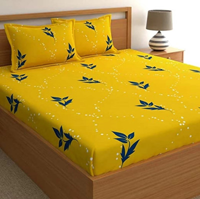 Kaashvi 220 TC Microfiber Double Glow in the Dark Flat Bedsheet(Pack of 1, Yellow)