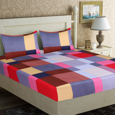 Flipkart SmartBuy 160 TC Microfiber Double Checkered Flat Bedsheet(Pack of 1, Multicolor)