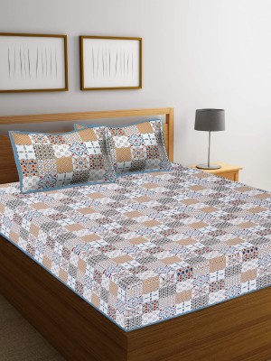 Jaipur Gate 200 TC Cotton King Motifs Flat Bedsheet(Pack of 1, Grey)