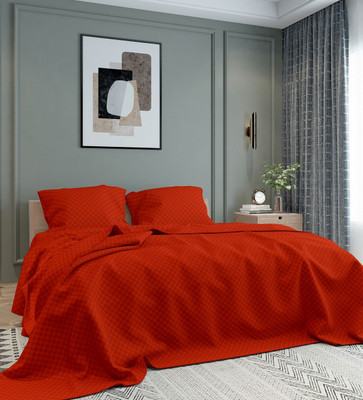 BELVOSTUM 280 TC Microfiber Double Solid Flat Bedsheet(Pack of 1, Red)